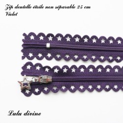Zip non séparable en dentelle étoile de 25 cm