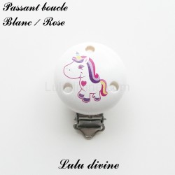 Pince / Clip en bois, attache tétine, passant, Licorne 2