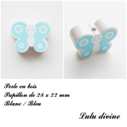 Perle en bois de 28 x 22 mm, Perle plate Papillon