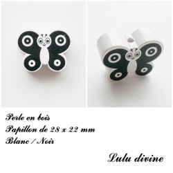 Perle en bois de 28 x 22 mm, Perle plate Papillon 2