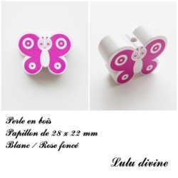 Perle en bois de 28 x 22 mm, Perle plate Papillon