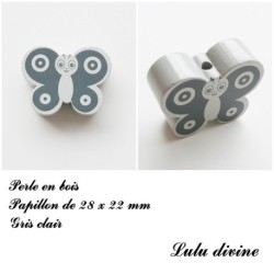 Perle en bois de 28 x 22 mm, Perle plate Papillon