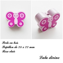 Perle en bois de 28 x 22 mm, Perle plate Papillon