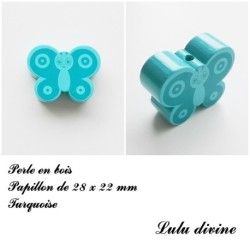 Perle en bois de 28 x 22 mm, Perle plate Papillon