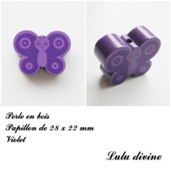 Perle en bois de 28 x 22 mm, Perle plate Papillon