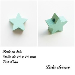 Perle en bois de 18 x 18 mm, Perle plate Etoile