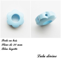 Perle bois Fleur 30 mm avec trous