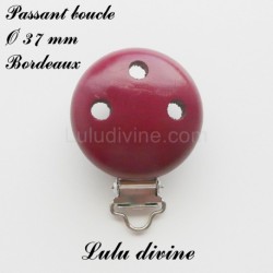 Pince / Clip en bois, attache tétine, passant uni 37 mm