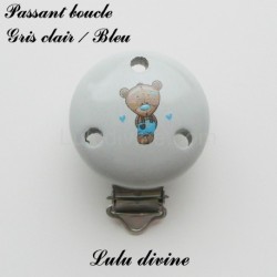 Pince / Clip en bois, attache tétine, passant, Ourson / Nounours