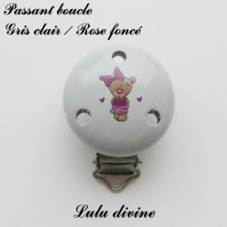 Pince / Clip en bois, attache tétine, passant, Ourson / Nounours