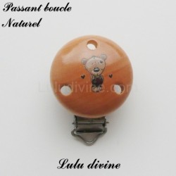 Pince / Clip en bois, attache tétine, passant, Ourson / Nounours