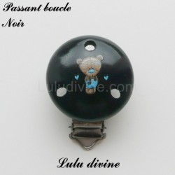 Pince / Clip en bois, attache tétine, passant, Ourson / Nounours