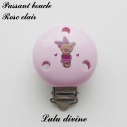Pince / Clip en bois, attache tétine, passant, Ourson / Nounours