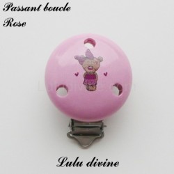 Pince / Clip en bois, attache tétine, passant, Ourson / Nounours