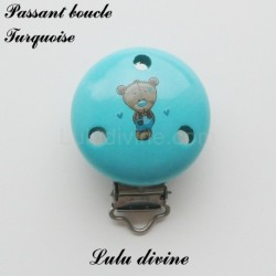 Pince / Clip en bois, attache tétine, passant, Ourson / Nounours