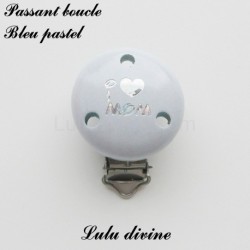 Pince / Clip en bois, attache tétine, passant,  I Love Mom