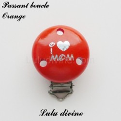 Pince / Clip en bois, attache tétine, passant,  I Love Mom