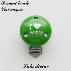 Pince / Clip en bois, attache tétine, passant,  I Love Mom