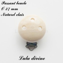 Pince / Clip en bois, attache tétine, passant uni 37 mm