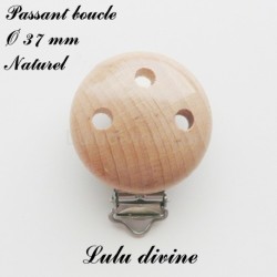 Pince / Clip en bois, attache tétine, passant uni 37 mm