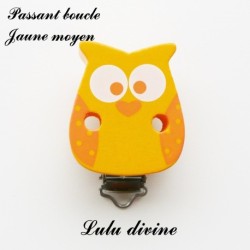 Pince / Clip en bois, attache tétine, passant, Hibou/ Chouette