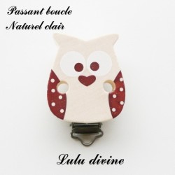 Pince / Clip en bois, attache tétine, passant, Hibou/ Chouette