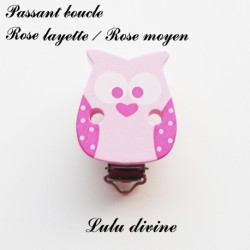 Pince / Clip en bois, attache tétine, passant, Hibou/ Chouette