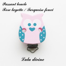 Pince / Clip en bois, attache tétine, passant, Hibou/ Chouette 2