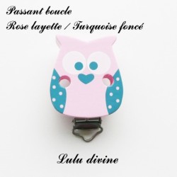 Pince / Clip en bois, attache tétine, passant, Hibou/ Chouette
