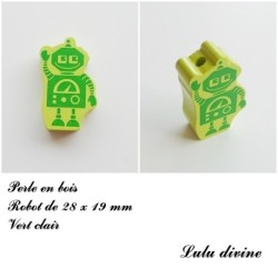 Perle en bois de 28 x 19 mm, Perle plate Robot