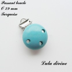 Pince / Clip en bois, attache tétine, passant 29mm,  unis