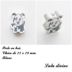 Perle en bois de 22 x 29 mm, Perle plate Chien 2