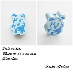 Perle en bois de 22 x 29 mm, Perle plate Chien