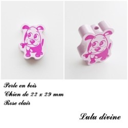 Perle en bois de 22 x 29 mm, Perle plate Chien