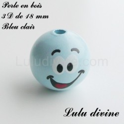 Perle en bois 3D Smiley 