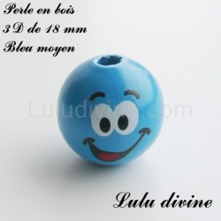 Perle en bois 3D Smiley 