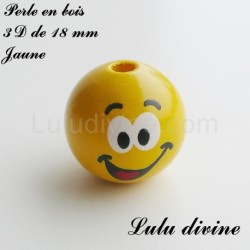 Perle en bois 3D Smiley 