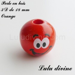 Perle en bois 3D Smiley 