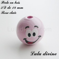 Perle en bois 3D Smiley 