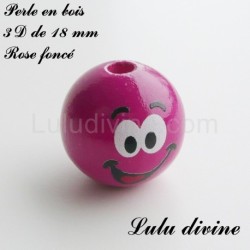 Perle en bois 3D Smiley 