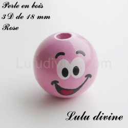 Perle en bois 3D Smiley 