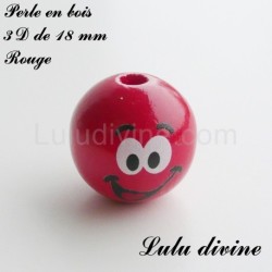 Perle en bois 3D Smiley 