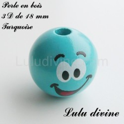 Perle en bois 3D Smiley 