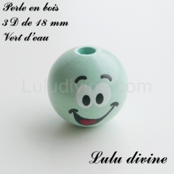 Perle en bois 3D Smiley 