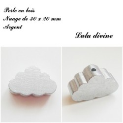 Perle en bois de 30 x 20 mm, Perle plate gros Nuage