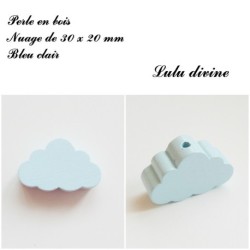 Perle en bois de 30 x 20 mm, Perle plate gros Nuage