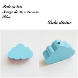 Perle en bois de 30 x 20 mm, Perle plate gros Nuage
