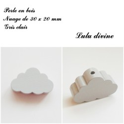 Perle en bois de 30 x 20 mm, Perle plate gros Nuage 2