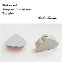 Perle en bois de 30 x 20 mm, Perle plate gros Nuage