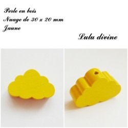 Perle en bois de 30 x 20 mm, Perle plate gros Nuage